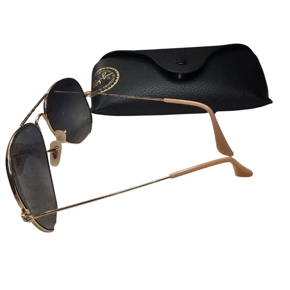 Ray-Ban Gold Frame Aviator Sunglasses with Black Case